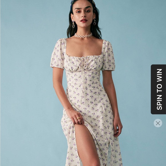 The Short Sleeve Floral Ruched Midi Dress size medium - Picture 2 of 6